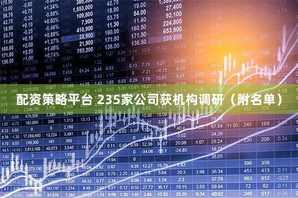 配资策略平台 235家公司获机构调研（附名单）