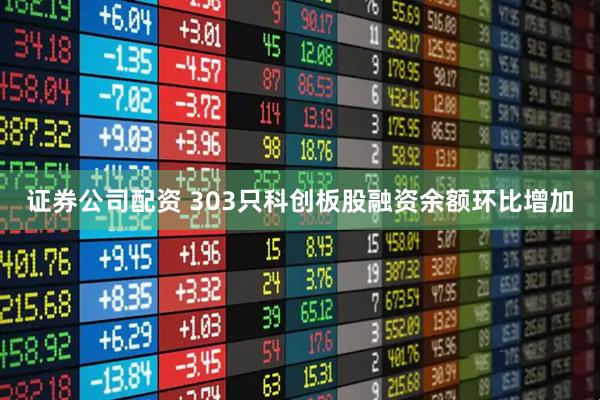 证券公司配资 303只科创板股融资余额环比增加